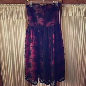 LUCCA BLU Strapless Black Appliqué Cocktail Dress